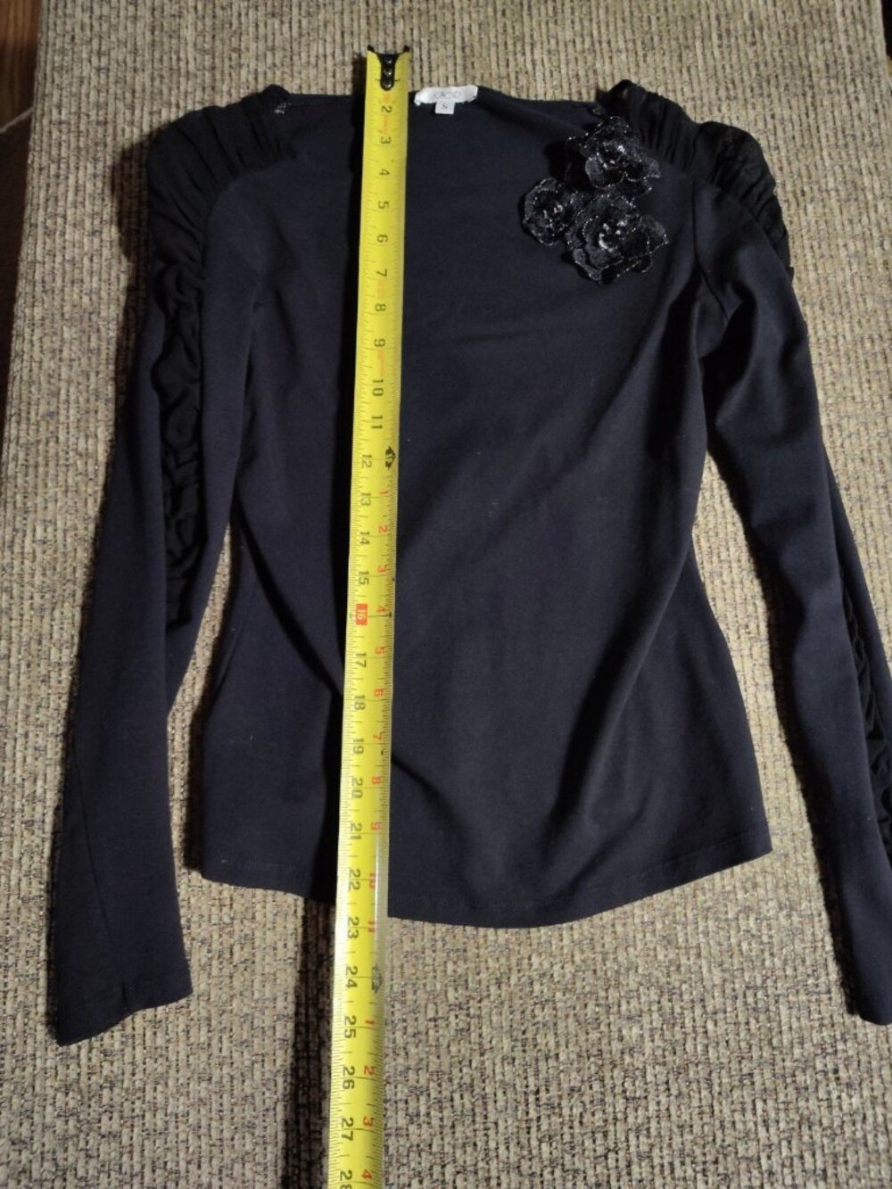 Vintage Cache top Black With Rose Accents Size Small - Picture 6 of 8